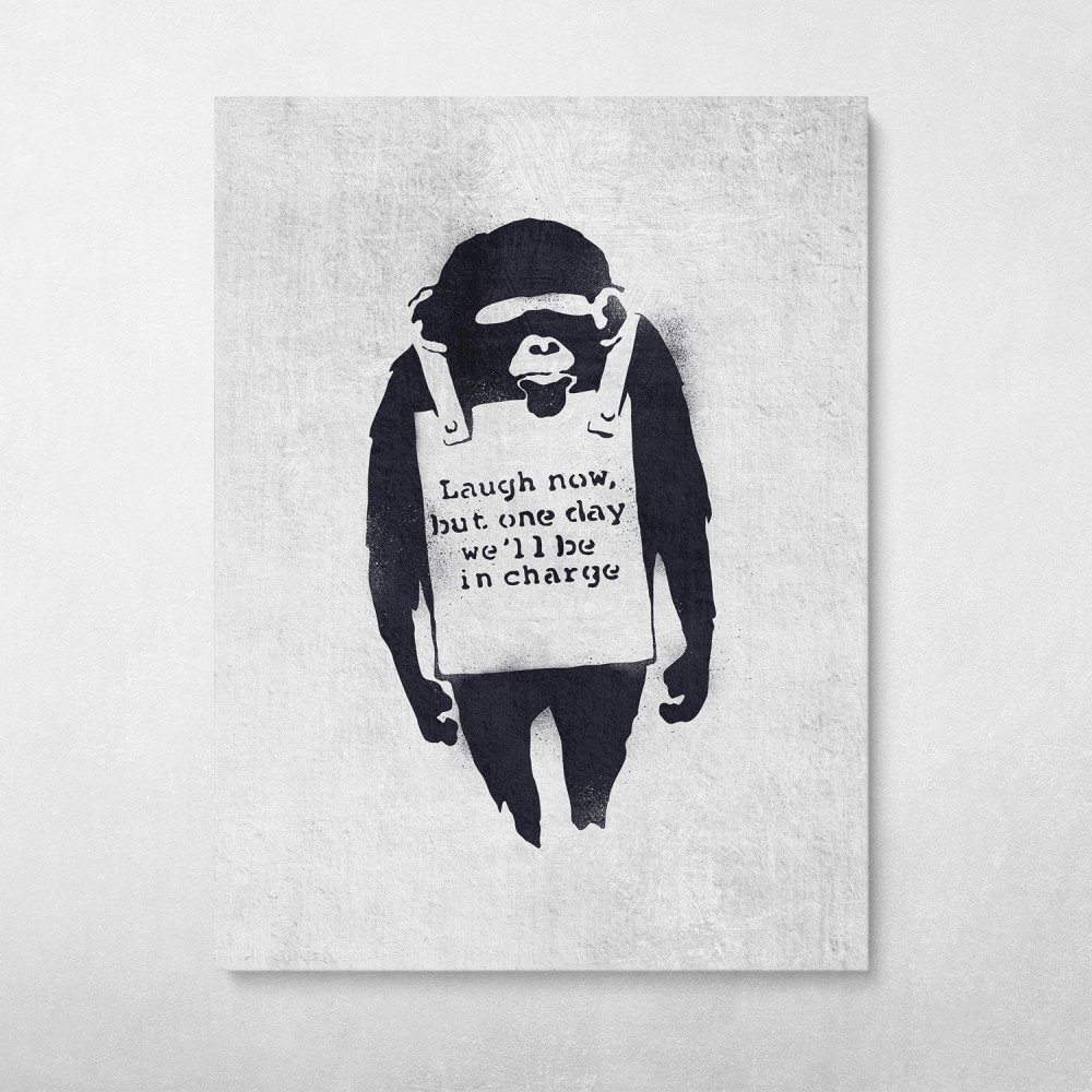 Banksy Laugh Now Chimp Monkey Graffiti Poster Print Picture A3 A4