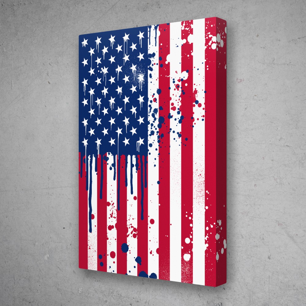 American Flag Pop Art Graffiti Canvas Wall Art