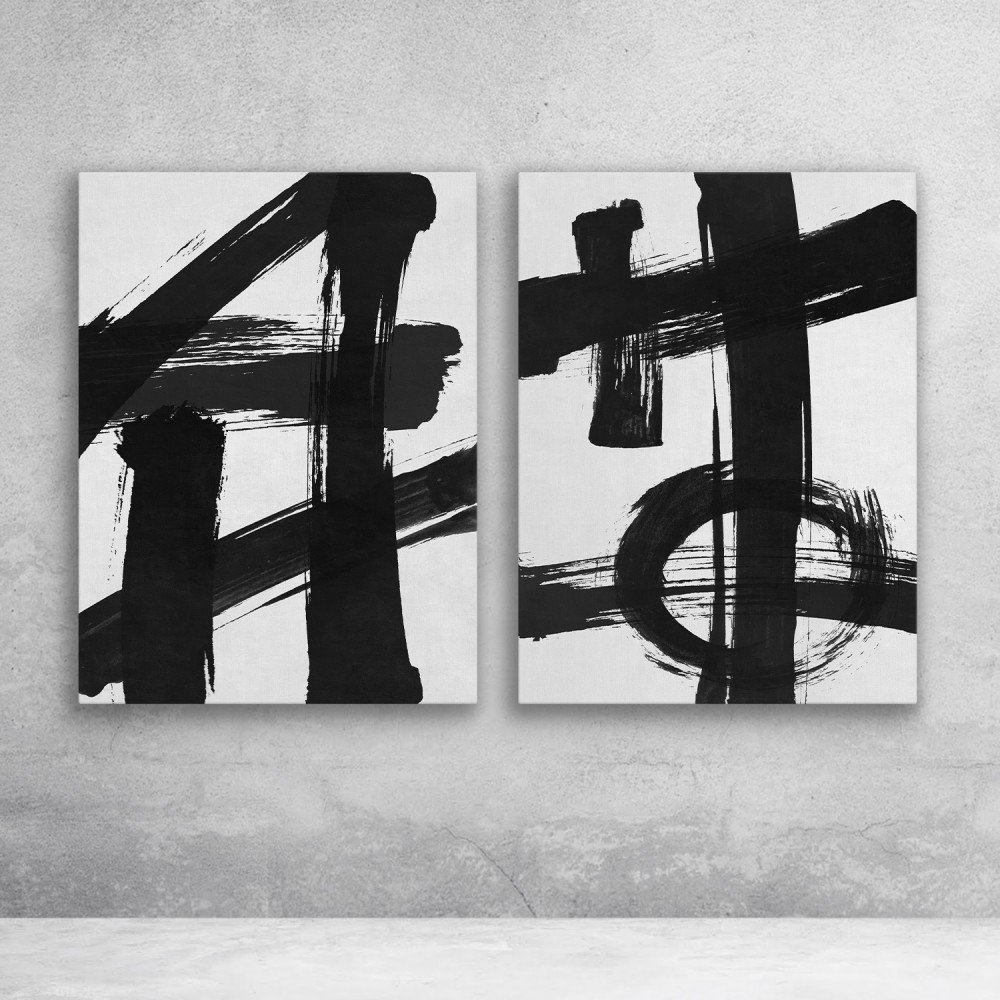 Black & White Brush Strokes Set Black & White Brush Strokes Set