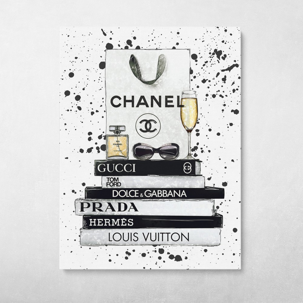 PopCanvas - Fashion and style go hand in hand with this piece of artwork  called,”Fashion Book”. 👗👔💎🛒❤️🎁😱 . . . #chanel #chanelart #prada #gucci  #tomford #dolcegabbana 