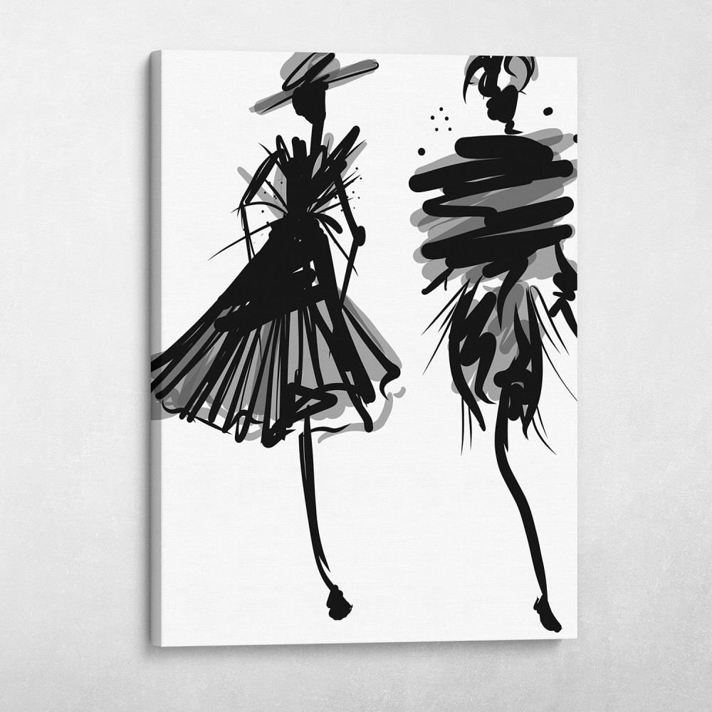 Fashion Model 3 Piece Set Modern Glam Black And White Wall Art