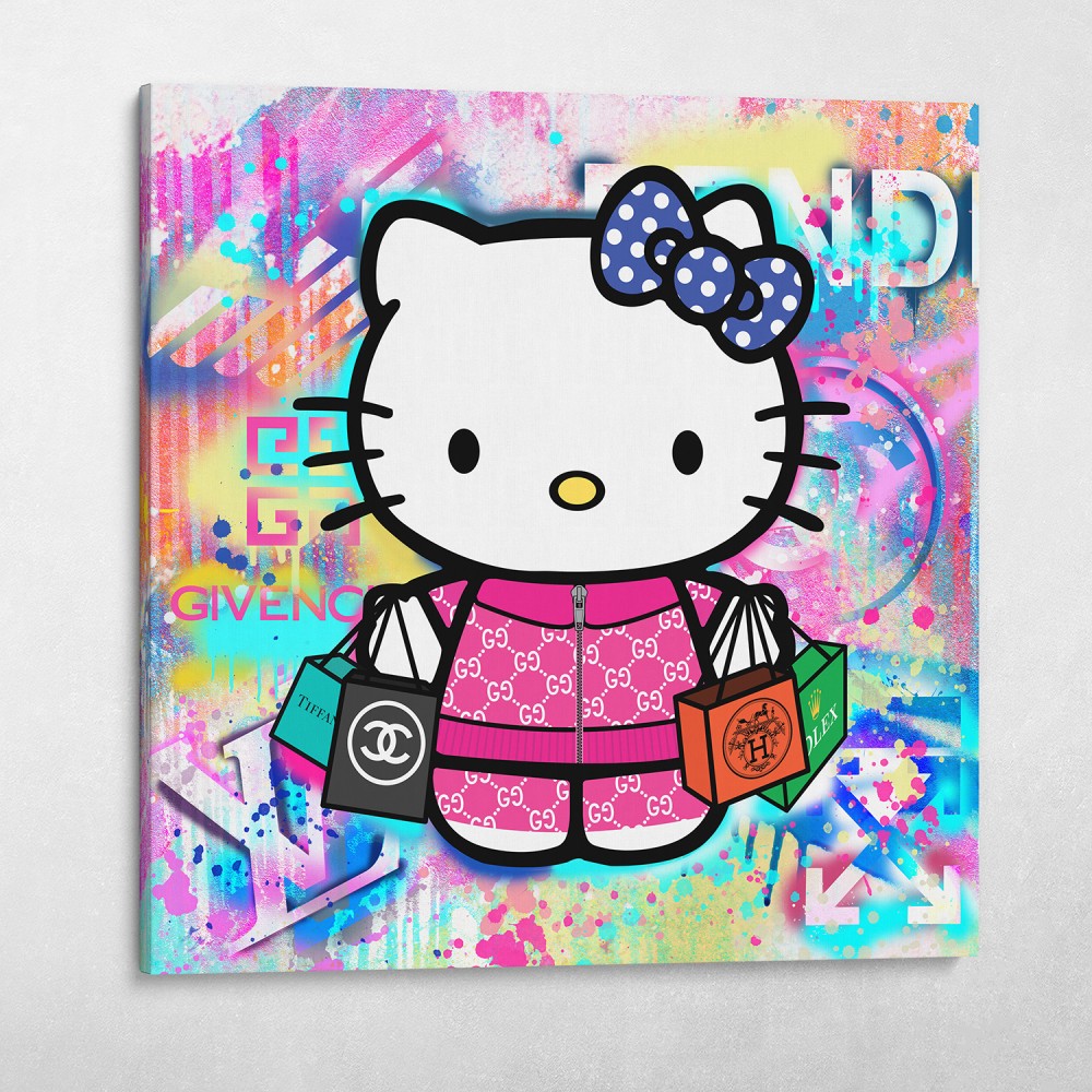 Hello Kitty Gucci Shopping Fashion Pop Art Wall Art