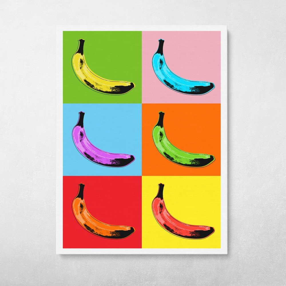 Pop Bananas Silkscreen Canvas Angled 1000x1000 