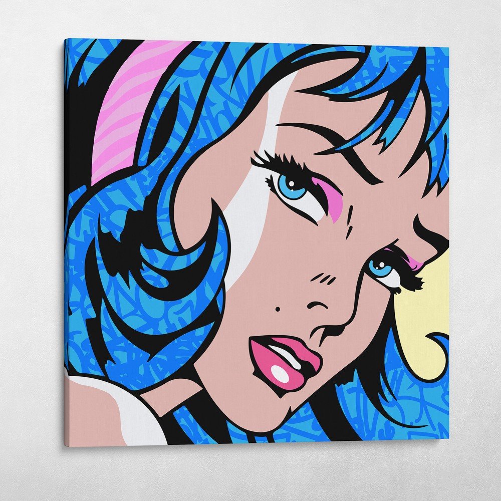 Pop Art Girl With Blue Hair