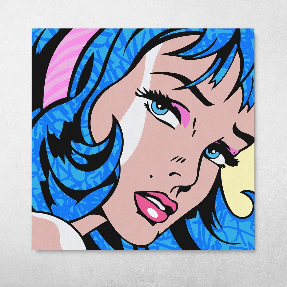 Pop Art Girl With Blue Hair