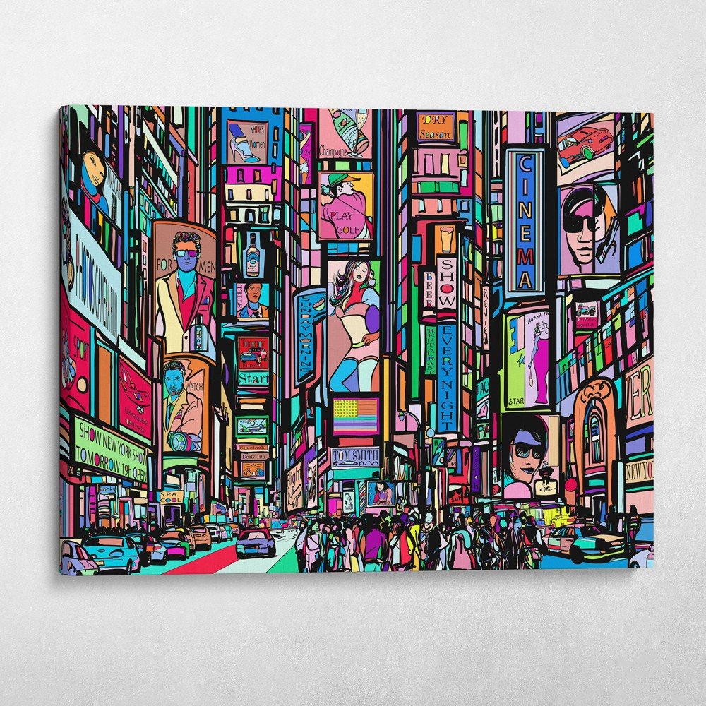 Wegenbouwproces condensor microscoop Pop Art Times Square Modern Abstract Colorful Pop Art Wall Art | Canvas  Wall Art