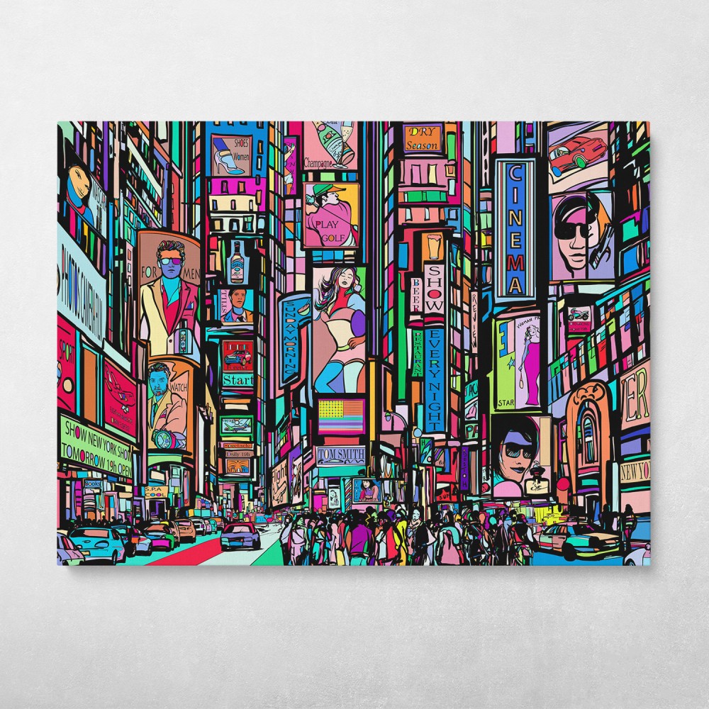 Pop Art Times Square Modern Abstract Colorful Pop Art Wall Art