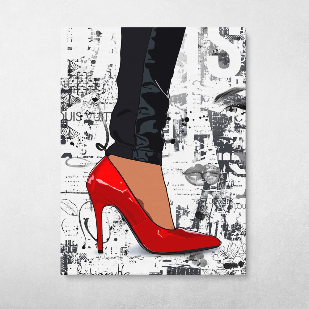 Red Fashion Pumps Louboutin Heels Glam Modern Pop Art Wall Art