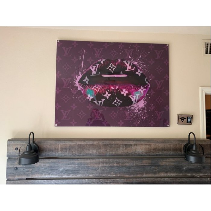 ❤️ Louis Vuitton painting lips lipstick purple canvas print lv4